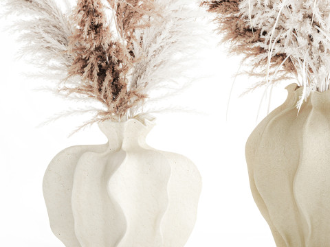 Bukiet suszonych kwiat&oacute;w cortaderia pampas trawa wazon wystr&oacute;j Model 3D