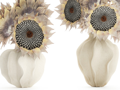 Lindo buqu&ecirc; de flores de girassol conjunto de decora&ccedil;&atilde;o de vaso 687 Modelo 3D