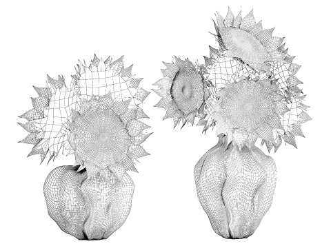 Lindo buqu&ecirc; de flores de girassol conjunto de decora&ccedil;&atilde;o de vaso 687 Modelo 3D
