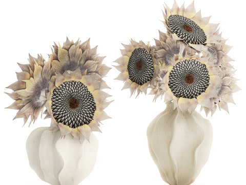 Lindo buqu&ecirc; de flores de girassol conjunto de decora&ccedil;&atilde;o de vaso 687 Modelo 3D