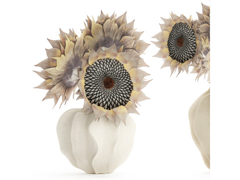 Lindo buqu&ecirc; de flores de girassol conjunto de decora&ccedil;&atilde;o de vaso 687 Modelo 3D