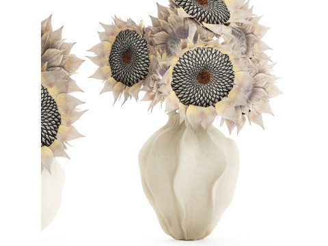 Lindo buqu&ecirc; de flores de girassol conjunto de decora&ccedil;&atilde;o de vaso 687 Modelo 3D