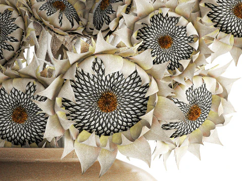 Buqu&ecirc; de girassol flores secas vaso de cer&acirc;mica decora&ccedil;&atilde;o nova Modelo 3D
