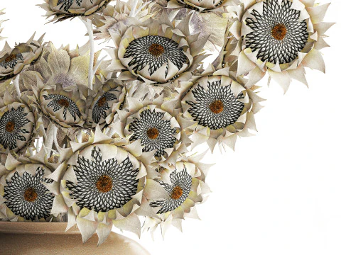 Buqu&ecirc; de girassol flores secas vaso de cer&acirc;mica decora&ccedil;&atilde;o nova Modelo 3D