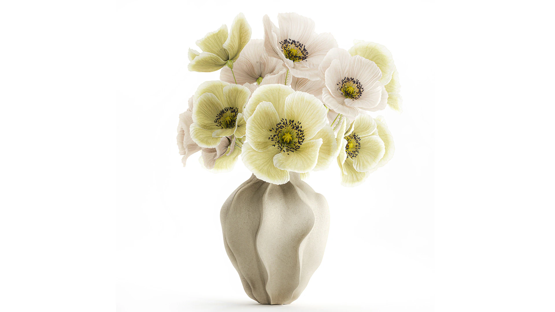 Buquê de flores silvestres vaso de cerâmica de papoula islandesa Modelo 3D .c4d .max .obj .3ds .fbx .stl .blend