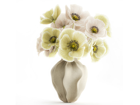 Польові квіти букет квітів ісландський мак керамічна ваза 3D Модель