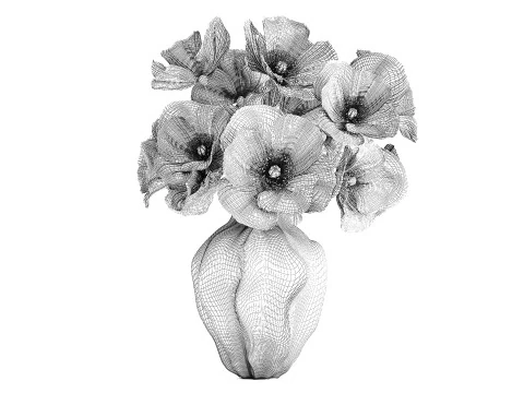 Buqu&ecirc; de flores silvestres vaso de cer&acirc;mica de papoula islandesa Modelo 3D