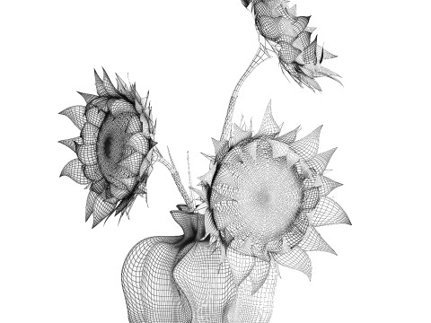 Bouquet dried flower branches sunflower vase decor new 3D Model