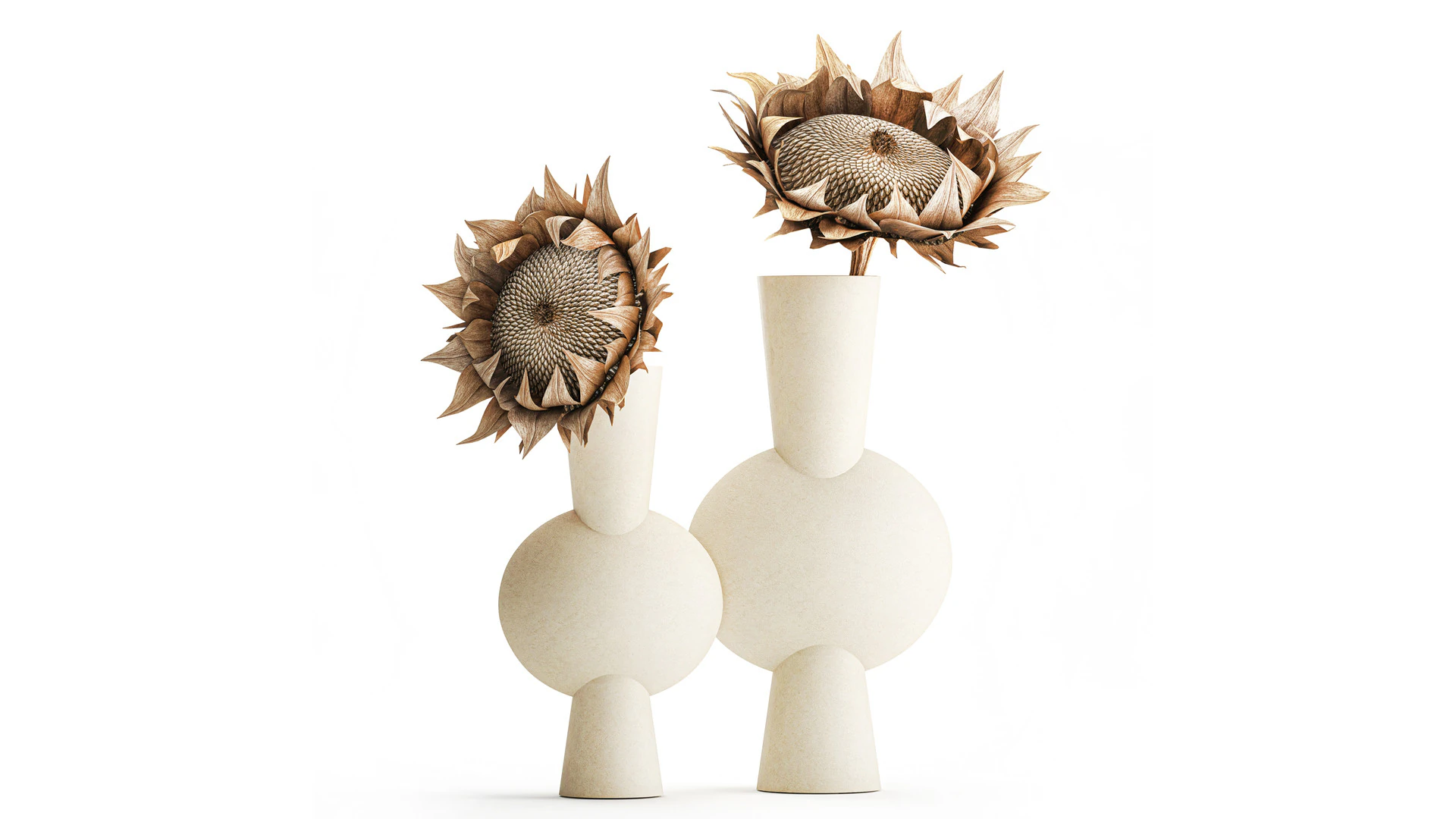 Bouquet dried flower branches sunflower vase decor set 3D Model .c4d .max .obj .3ds .fbx .stl .blend 