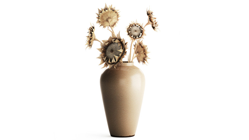 Bouquet di fiori secchi rami di girasole arredamento vaso nuovo Modello 3D .c4d .max .obj .3ds .fbx .stl .blend 