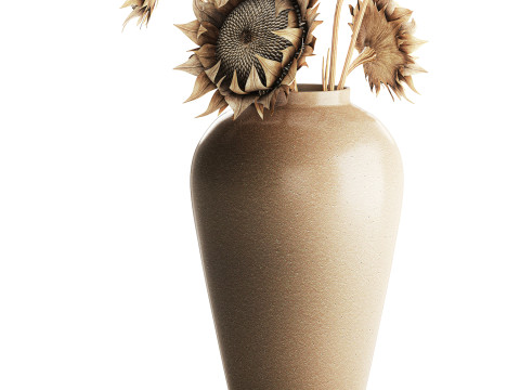 Bouquet di fiori secchi rami di girasole arredamento vaso nuovo Modello 3D
