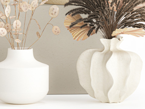 컬렉션 말린 꽃 부케 수국 팜파스 세트 새 상품 3D 모델