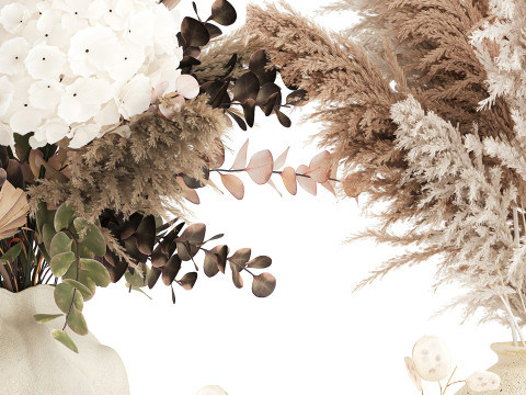 컬렉션 말린 꽃 부케 수국 팜파스 세트 새 상품 3D 모델