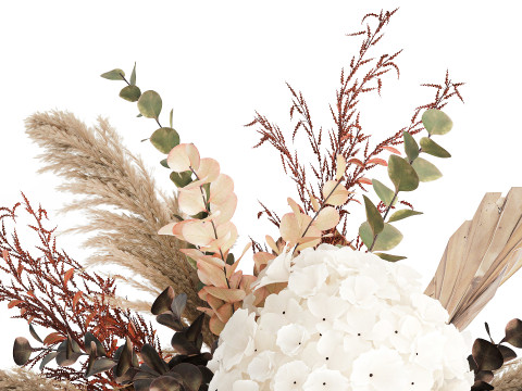 컬렉션 말린 꽃 부케 수국 팜파스 세트 새 상품 3D 모델