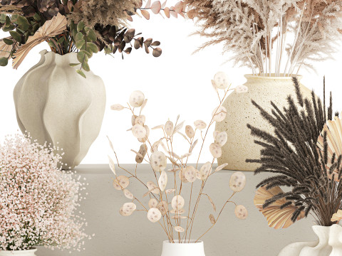 컬렉션 말린 꽃 부케 수국 팜파스 세트 새 상품 3D 모델