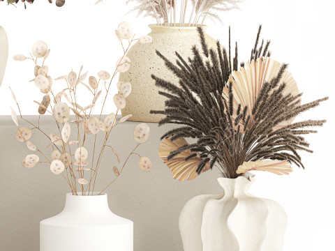 컬렉션 말린 꽃 부케 수국 팜파스 세트 새 상품 3D 모델