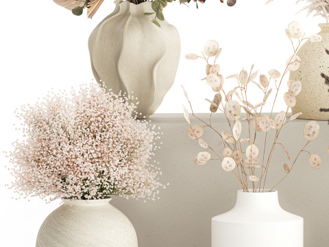 컬렉션 말린 꽃 부케 수국 팜파스 세트 새 상품 3D 모델