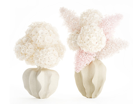 Букеты розовые цветы белая сирень Гортензия ваза декор новый 3D Модель