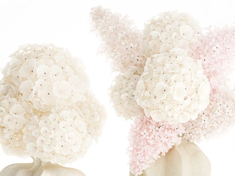 Bouquets pink flowers white Lilac Hydrangea vase decor new 3D Model