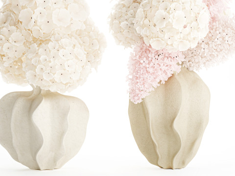 Bouquets pink flowers white Lilac Hydrangea vase decor new 3D Model
