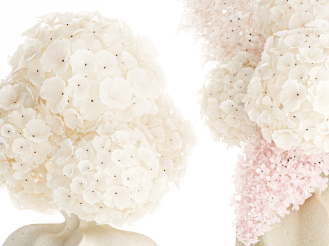 Bouquets pink flowers white Lilac Hydrangea vase decor new 3D Model