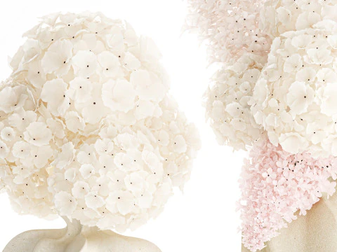 Bouquets pink flowers white Lilac Hydrangea vase decor new 3D Model