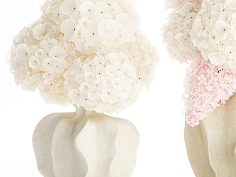 Bouquets pink flowers white Lilac Hydrangea vase decor new 3D Model