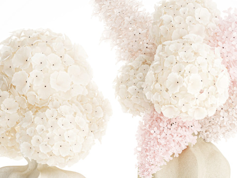 Bouquets pink flowers white Lilac Hydrangea vase decor new 3D Model