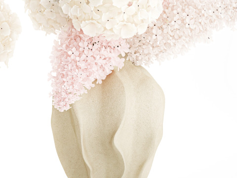 Bouquets pink flowers white Lilac Hydrangea vase decor new 3D Model