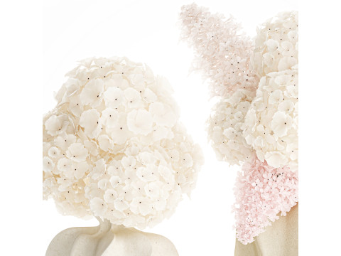 Bouquets pink flowers white Lilac Hydrangea vase decor new 3D Model