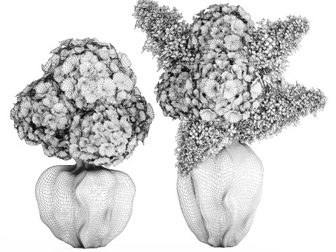 Bouquets pink flowers white Lilac Hydrangea vase decor new 3D Model