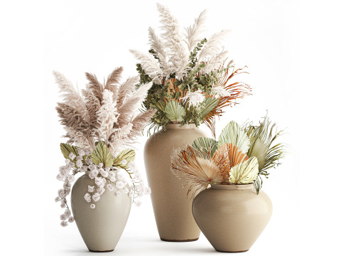 Bukiety białe gałęzie trawy pampasowej ślubny wazon dekoracyjny Model 3D