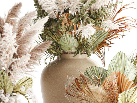 Bukiety białe gałęzie trawy pampasowej ślubny wazon dekoracyjny Model 3D