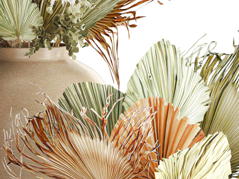 गुलदस्ते सफेद पम्पास घास की शाखाएँ विवाह सजावट फूलदान 3D मॉडल