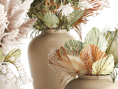 गुलदस्ते सफेद पम्पास घास की शाखाएँ विवाह सजावट फूलदान 3D मॉडल