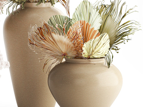 गुलदस्ते सफेद पम्पास घास की शाखाएँ विवाह सजावट फूलदान 3D मॉडल