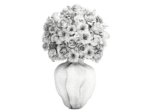 Realistischer Blumenstrauß, rote Blumen, Nelke, Rosendekor, Vasendekor 3D Modell