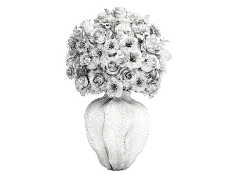 Ralistic bouquet red flowers carnation rose decor vase decor 3D Model