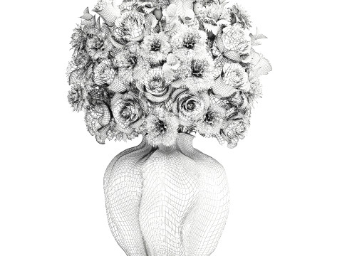 Realistischer Blumenstrauß, rote Blumen, Nelke, Rosendekor, Vasendekor 3D Modell