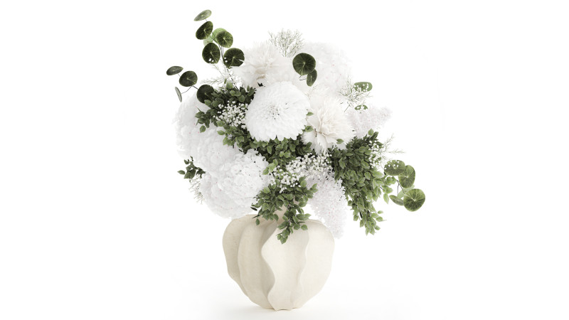 Bellissimo bouquet bianco fiori ortensia vaso lilla arredamento nuovo Modello 3D .c4d .max .obj .3ds .fbx .stl .blend 