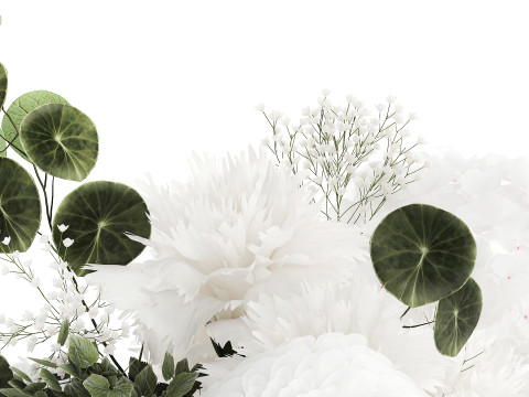 Bellissimo bouquet bianco fiori ortensia vaso lilla arredamento nuovo Modello 3D