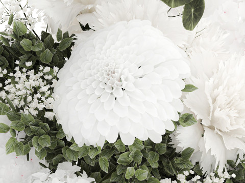 Bellissimo bouquet bianco fiori ortensia vaso lilla arredamento nuovo Modello 3D