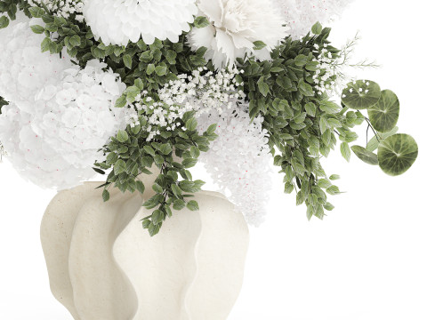 Bellissimo bouquet bianco fiori ortensia vaso lilla arredamento nuovo Modello 3D