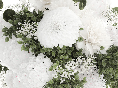 Bellissimo bouquet bianco fiori ortensia vaso lilla arredamento nuovo Modello 3D