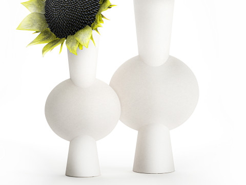 Dekorasi vas bunga matahari hijau buket minimalis baru Model 3D