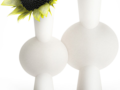 Dekorasi vas bunga matahari hijau buket minimalis baru Model 3D