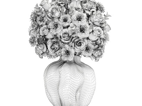 Реалистичный букет желтые цветы гвоздики розы ваза декор новый 3D Модель