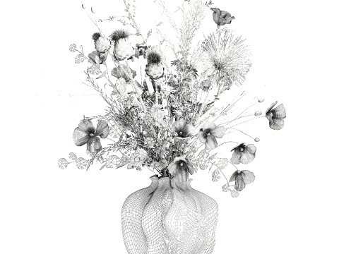 Beautiful bouquet wildflowers poppy chamomile vase 3D Model