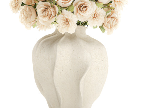 Beautiful Bouquet Beige Flowers Rose Carnation New vase decor 3D Model