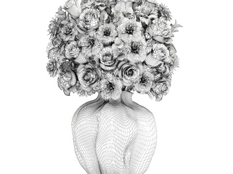 Beautiful Bouquet Beige Flowers Rose Carnation New vase decor 3D Model